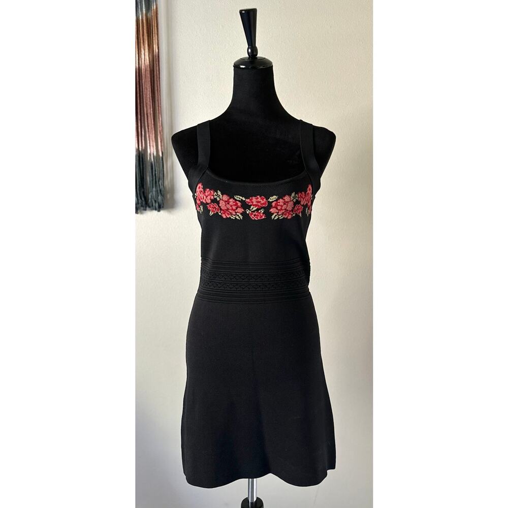 ROUJE Tiana Rose Jersey Knit Sleeveless Dress in Black Size L (size 42)